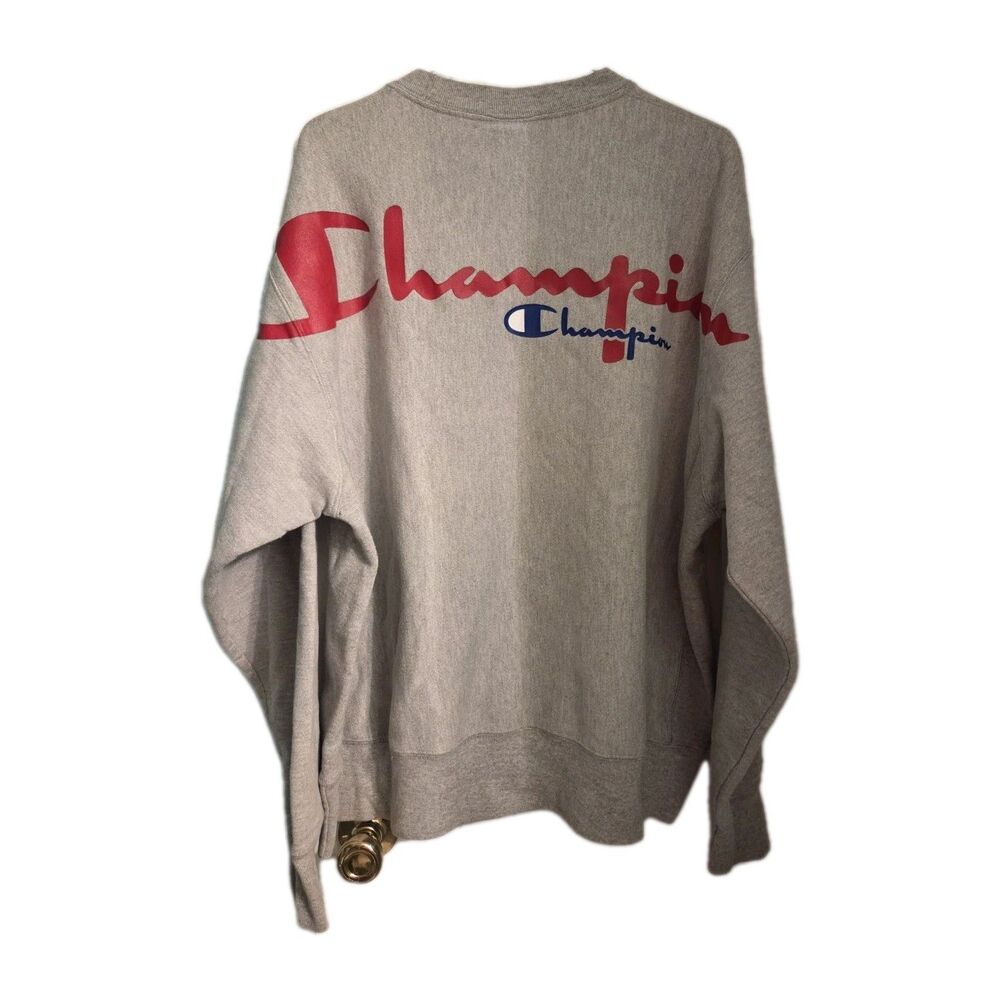 Vintage Champion Reverse Weave Gray Sweatshirt  Large Embroidered Logo Xl
